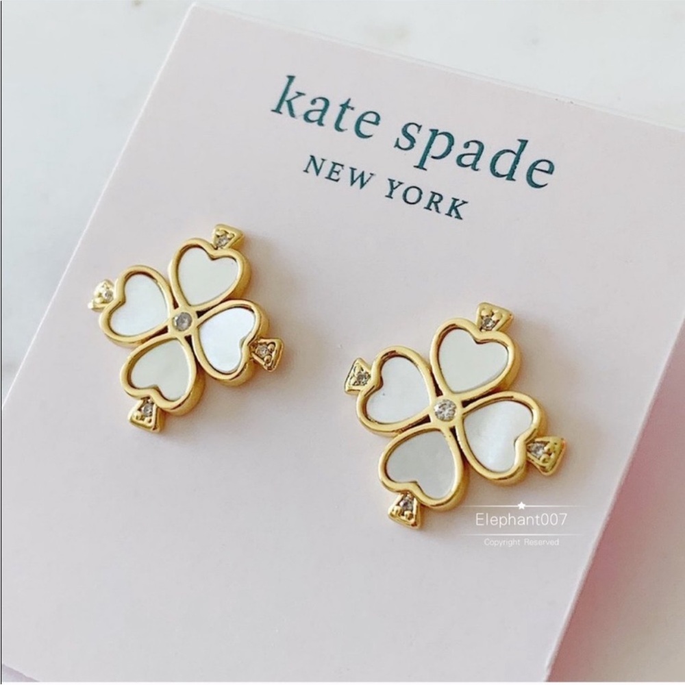 Kate Spade Gold and Cream Heart Earrings